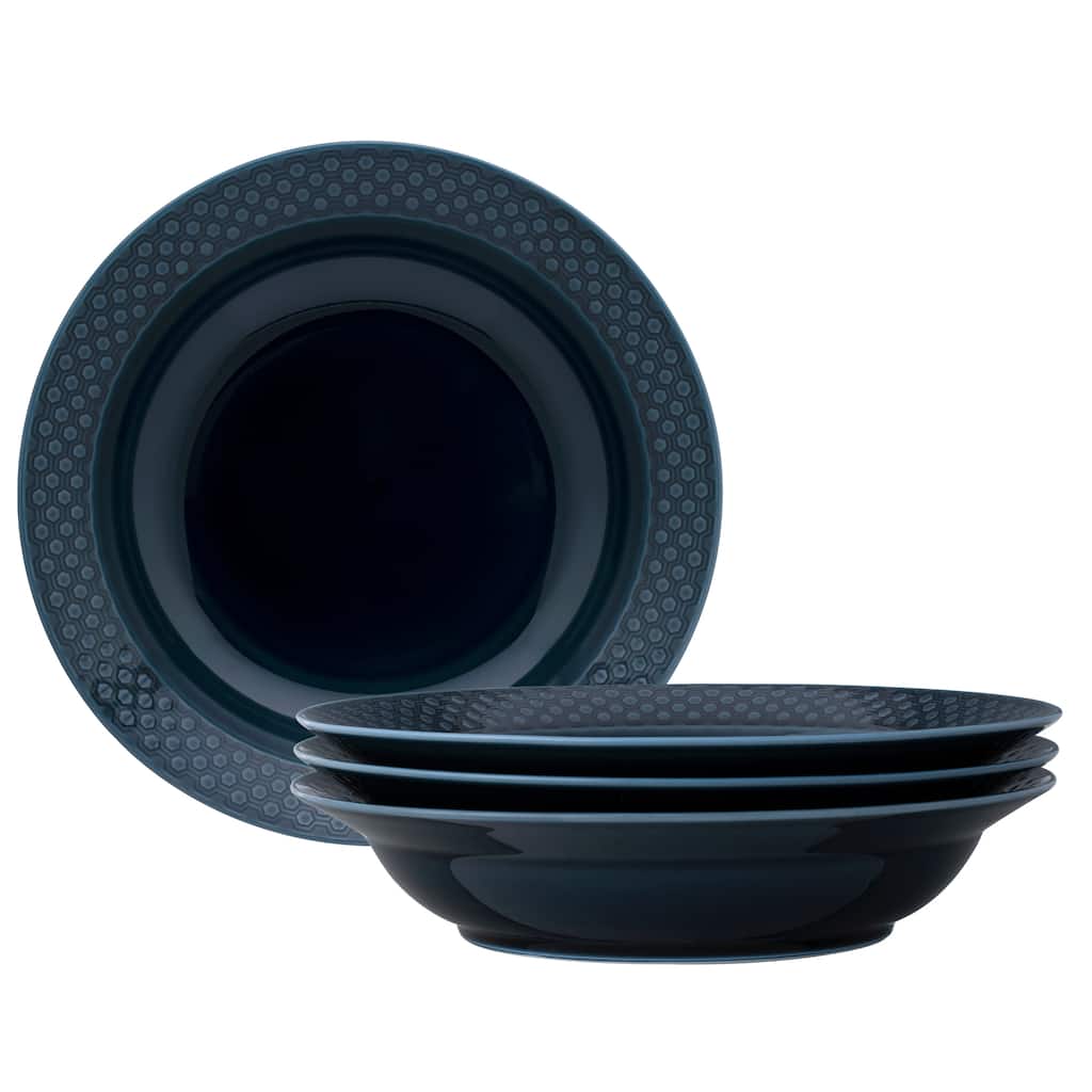 Kikko Set of 4 Rim Dinner Bowls, 10", 25 oz.