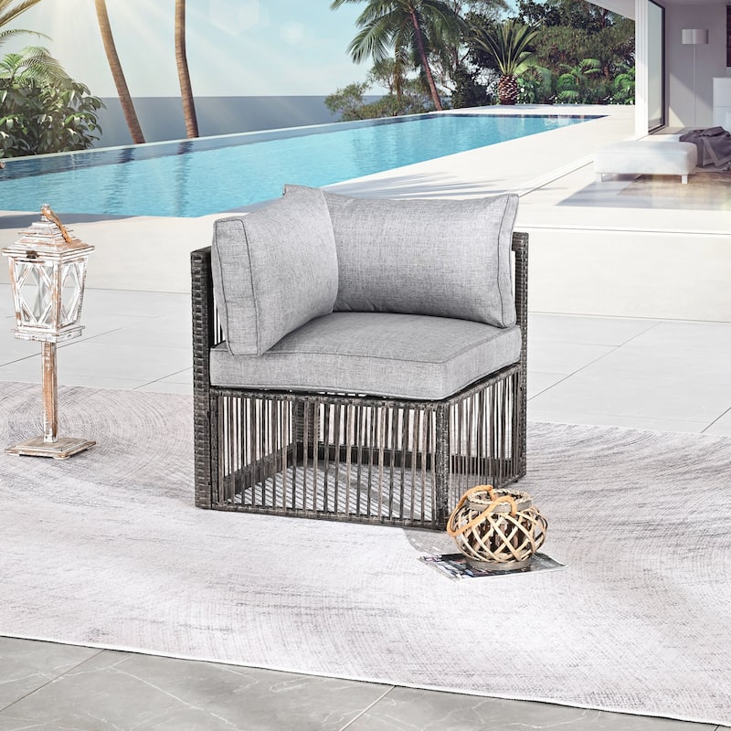 Patio Festival Y23 Outdoor Wicker Chair and Table Collection - Right-Arm
