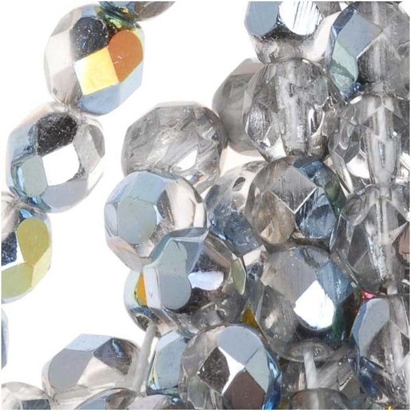 Czech Fire Polished Glass Beads 6mm Round Crystal Marea (25)