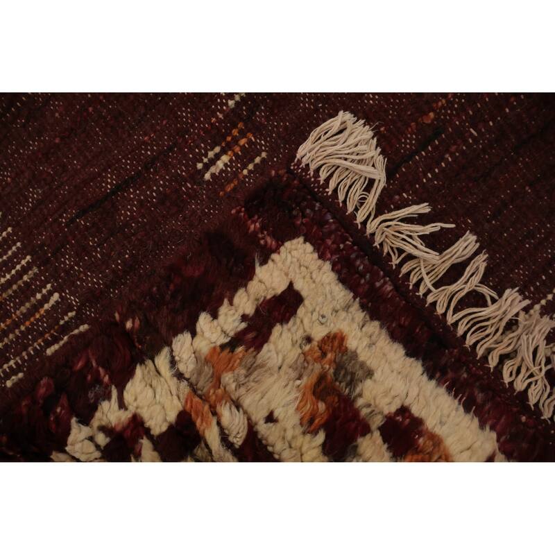 Hand Knotted Oriental 100% Wool Carpet Modern Tribal Red Moroccan Area Rug - 11' 9'' X 9' 3''