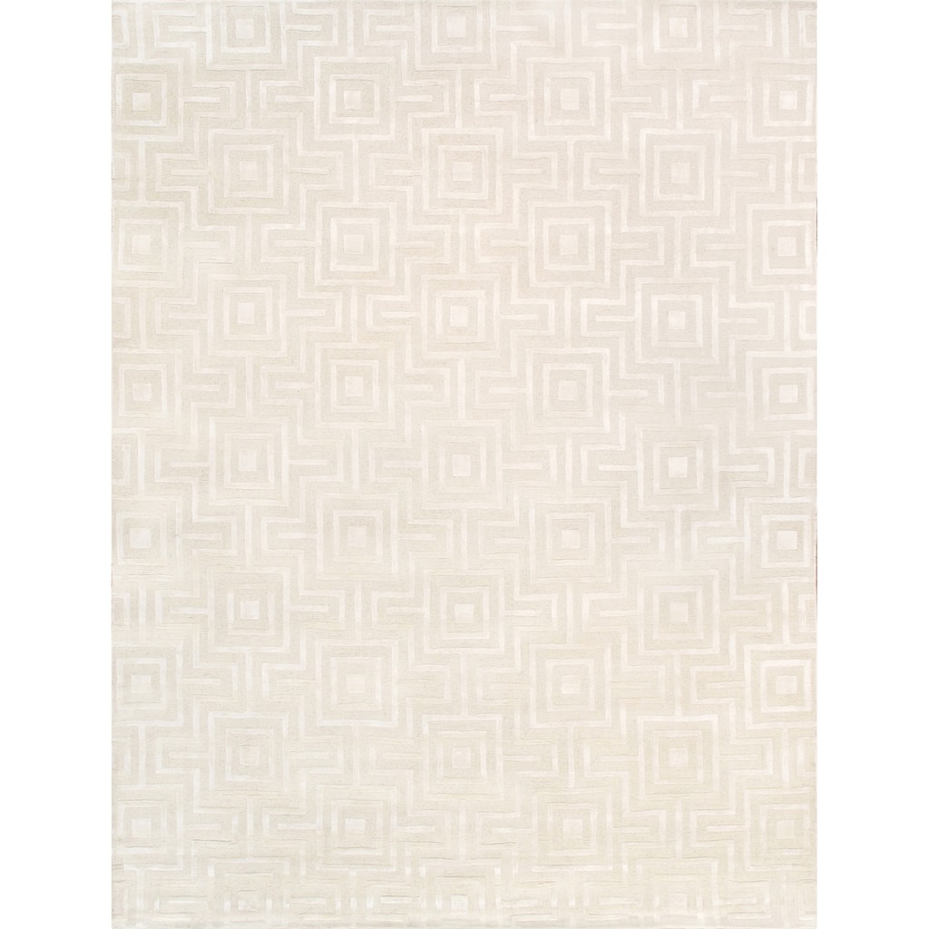 Pasargad Home Edgy Hand-Tufted Ivory BSilk & Wool Area Rug