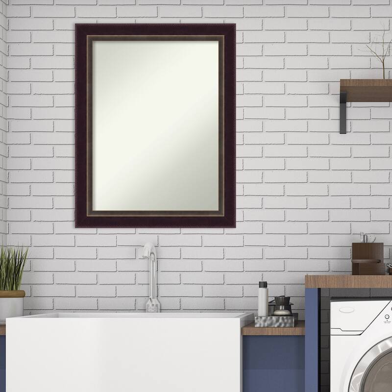 Non-Beveled Wood Bathroom Wall Mirror - Signore Bronze Frame