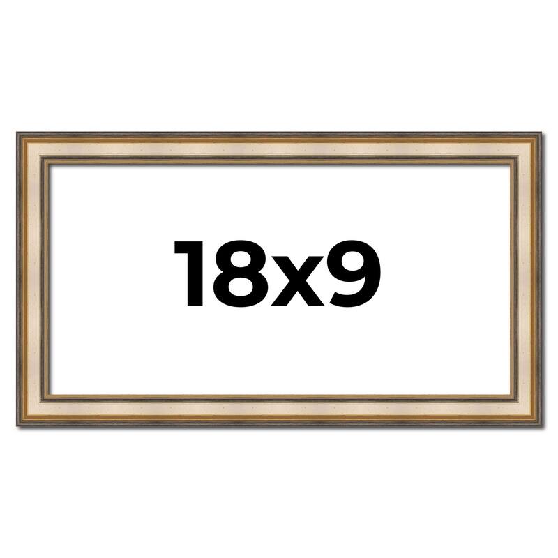 18x9 Frame Gold Solid Wood Shadow Box Width 1.5 Inches | Interior Frame Depth 2 3/8 Inches