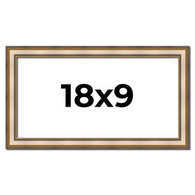 18x9 Frame Gold Solid Wood Shadow Box Width 1.5 Inches | Interior Frame Depth 2 3/8 Inches