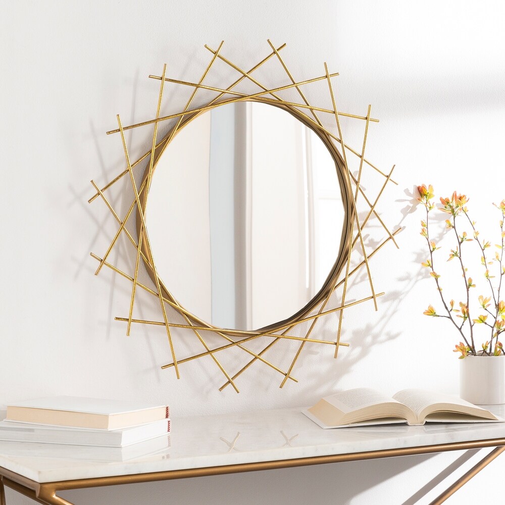 Small Round mirror 6 home decor | Gold Leaf Wood Wall hanging circle mirror