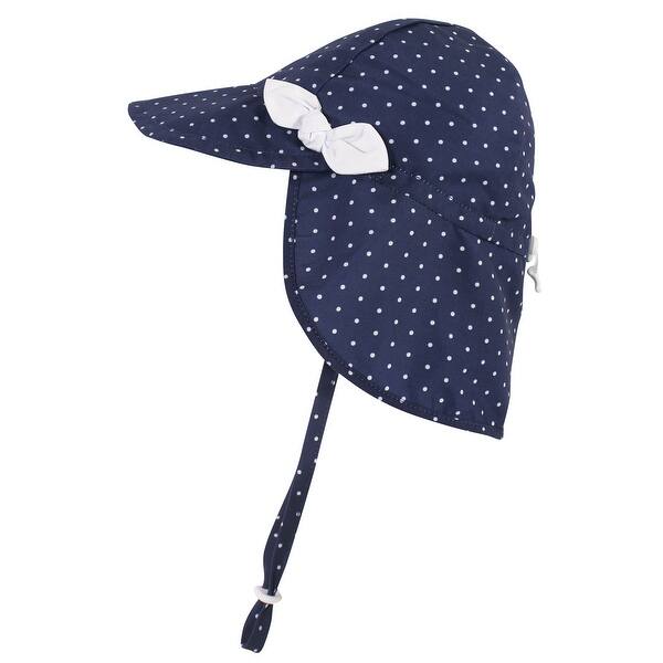 slide 1 of 1, Hudson Baby Infant Girl Sun Protection Hat, Navy Dot Navy Dot - 0-6 Months