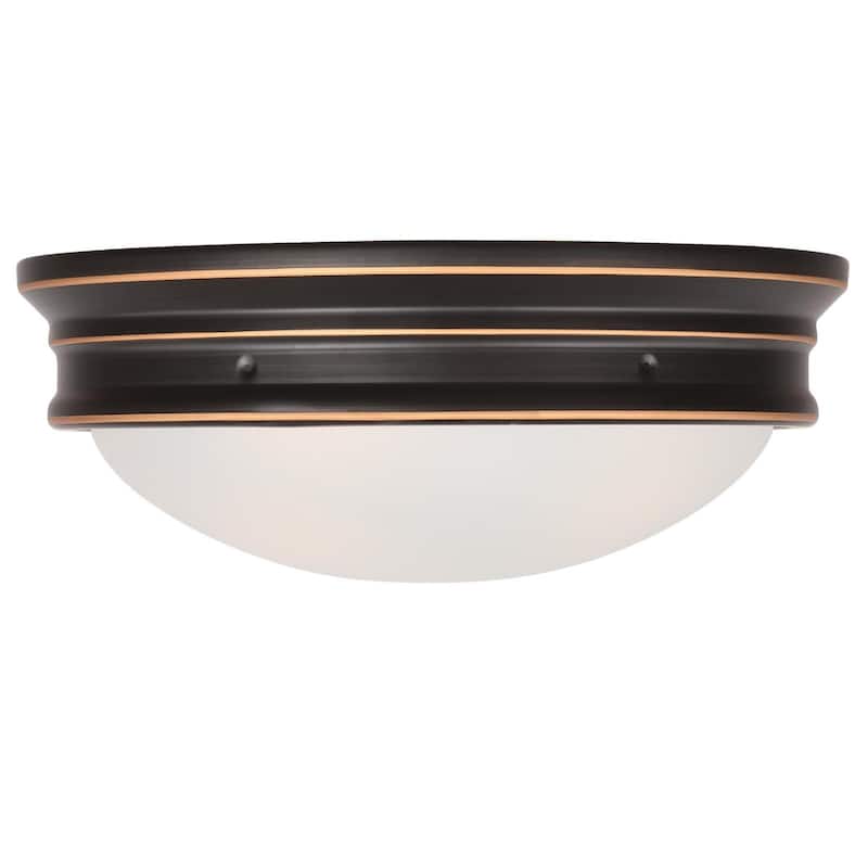 Westinghouse Lighting Meadowbrook 13-Inch, Two-Light Outdoor Flush Mount Ceiling Fixture, Frosted Glass - 13-Inch