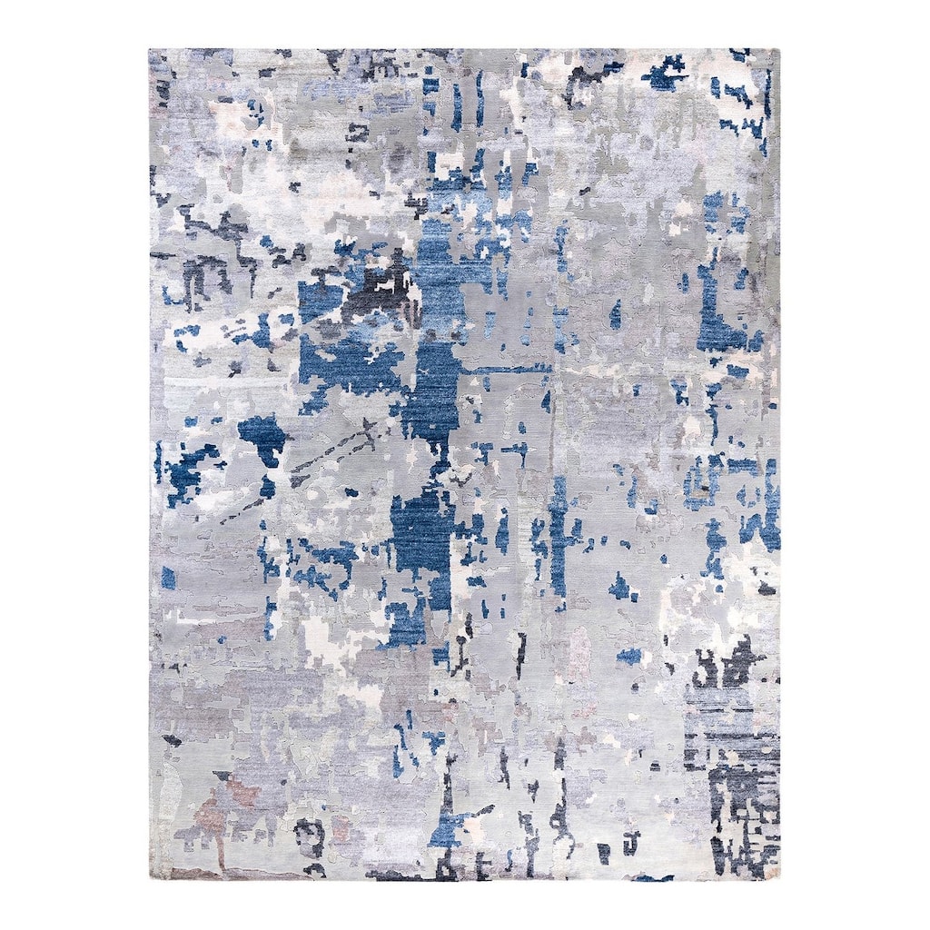Modern One-of-a-Kind Hand-Knotted Area Rug, Gray - 9' 1" x 12' 0"