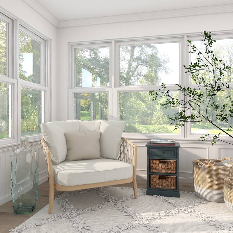 Cream, Teal, White or Brown Wood 2 Baskets and 1 Drawer Storage Unit - 16 x 13 x 28