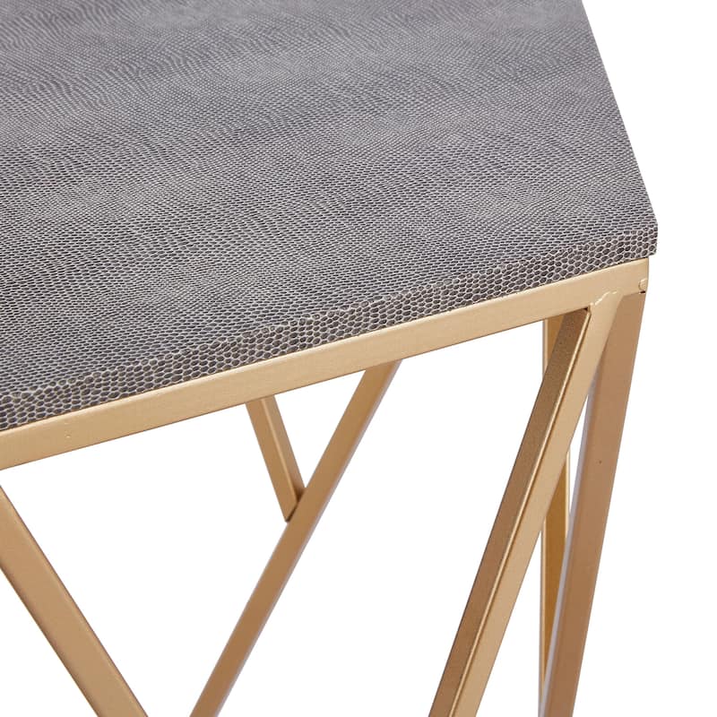 NPD Furniture Cressa Faux Shagreen End Table