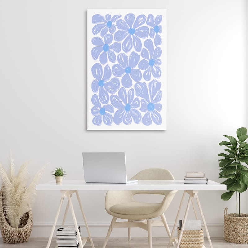 Stupell Blue Blooms Patterned Canvas Wall Art Design By Martina Pavlova