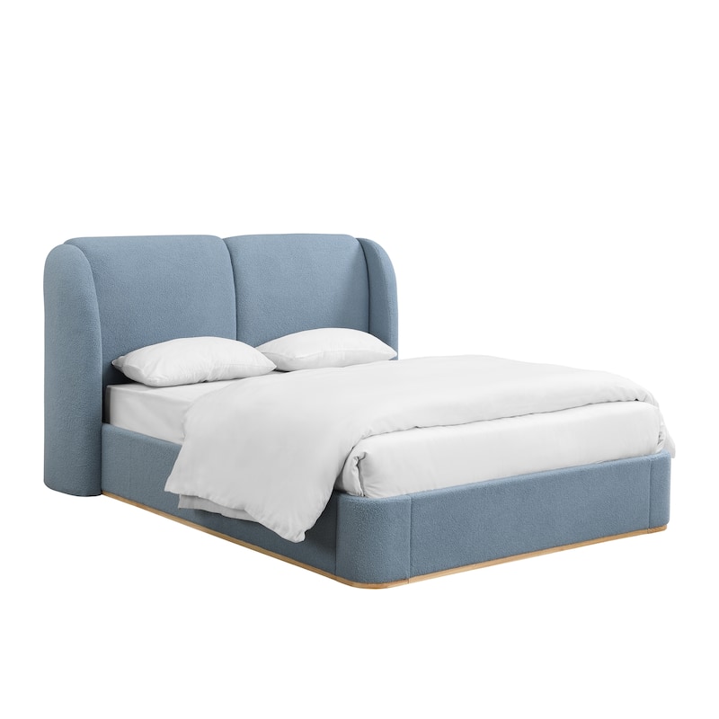 Christopher Knight Home - Valerian Boucle Upholstered Platform Bed with Double-Pillow Headboard