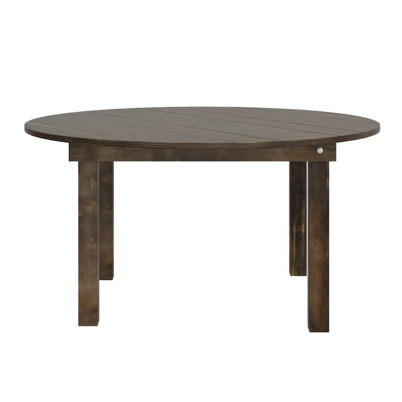 60" Round Antique Rustic Solid Pine Folding Farm Dining Table - 59.75"W x 59.75"D x 30"H