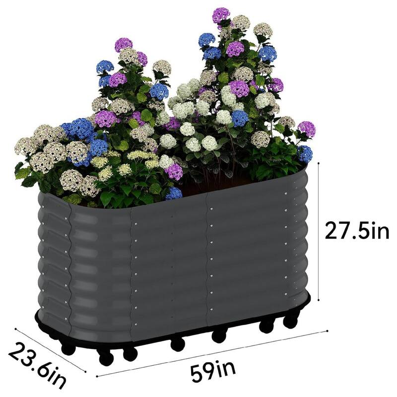 59" Self-Watering Rolling Metal Garden Bed - 1 PC