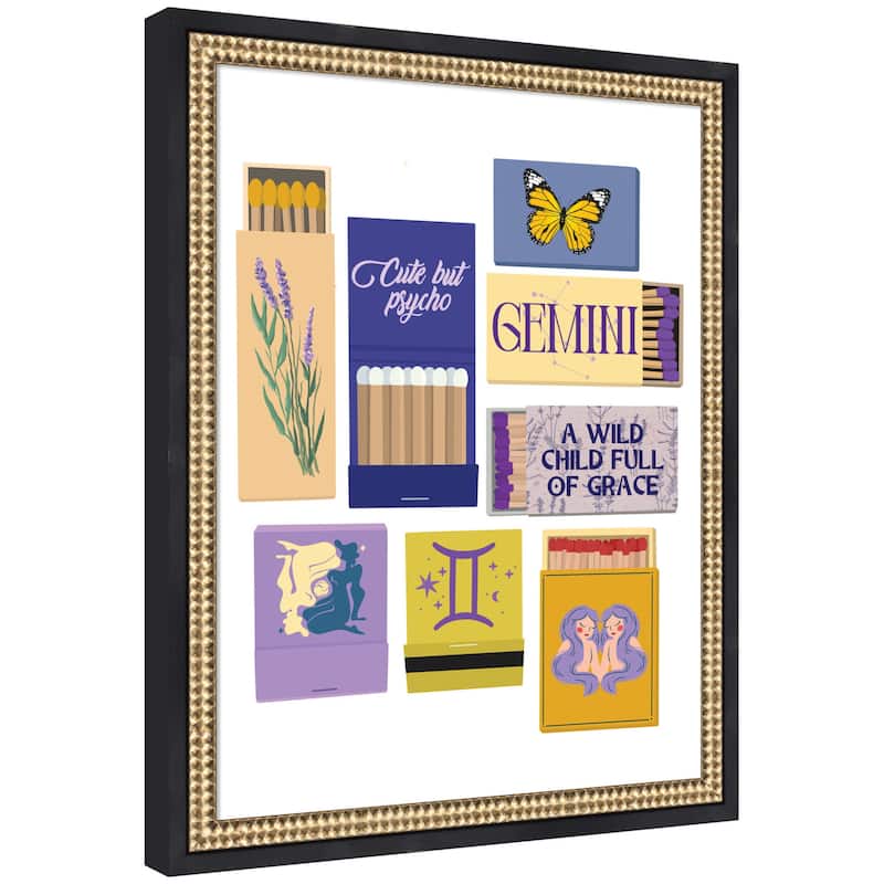 Kate and Laurel Gemini Matchbooks 14x18 FC by Megan Ryan Framed Wall Art Print