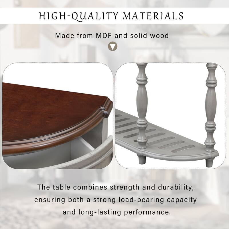 52" Classic MDF Console Table With 4 Drawers And Open Shelf for Living Room