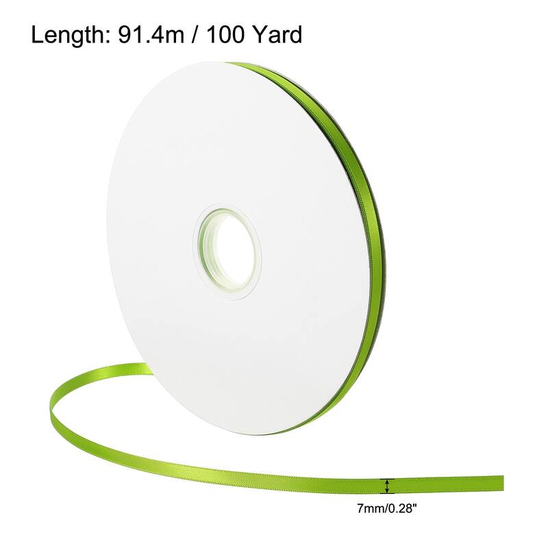 Satin Ribbon Double Face Solid Crafts Roll for DIY Wrapping Decoration - Light Green