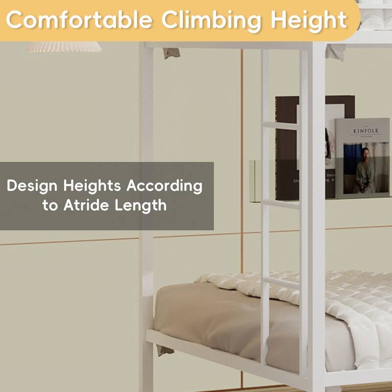 Multi-Functional Square Tube Iron Bunk Bed Ideal for Vertical Space