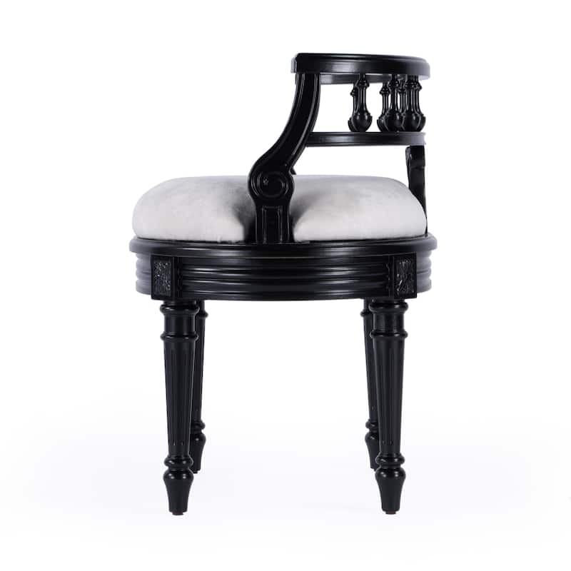 Hathaway 22.5 in. W Oval Upholstered and Wood Traditional Vanity Seat