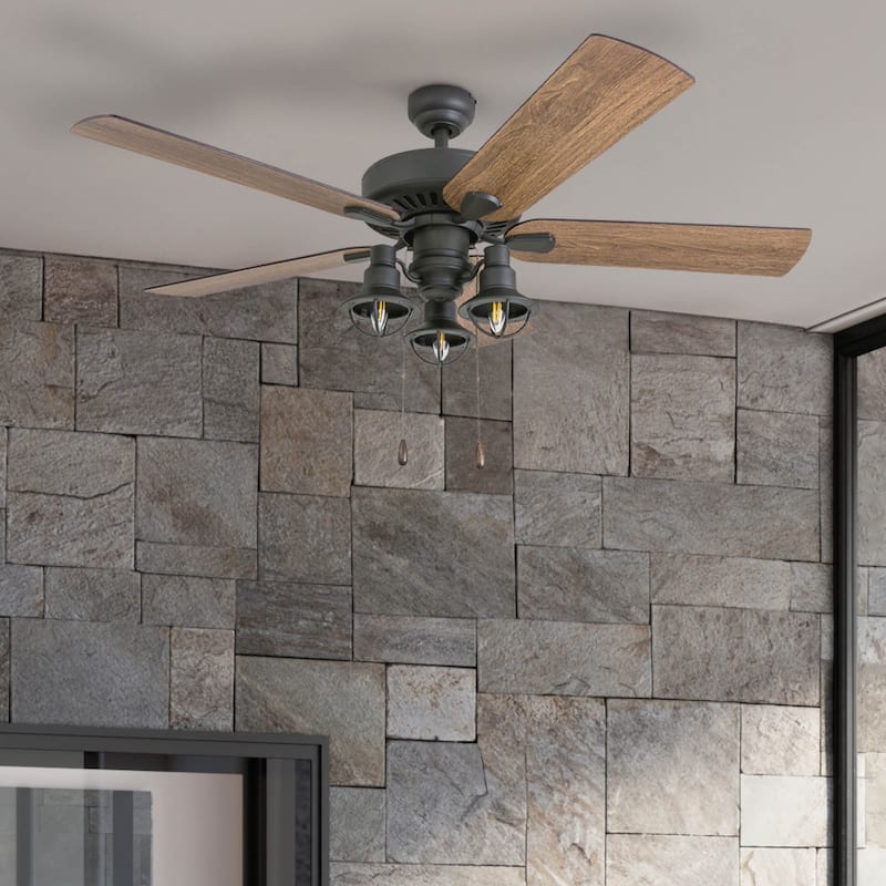 52" The Gray Barn Stormy Grain Aged Bronze Farmhouse LED Ceiling Fan