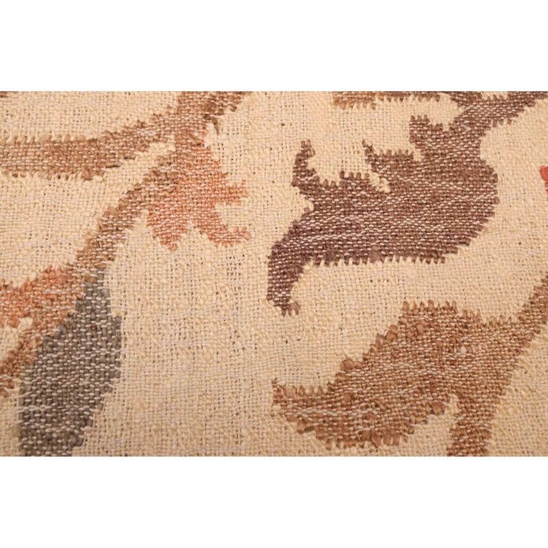 ECARPETGALLERY Flat-Weave Palas Denizli Cream Jute Kilim - 5'4 x 7'6