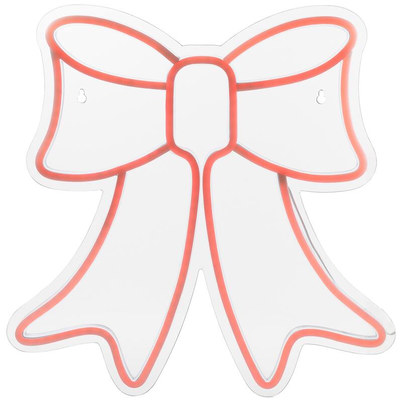 15" Red LED Lighted Neon Style Bow Christmas Window Silhouette