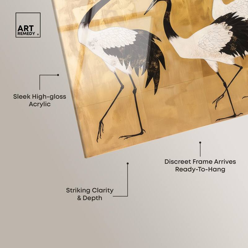 Birds of Gold Acrylic by Art Remedy, Ready to Hang