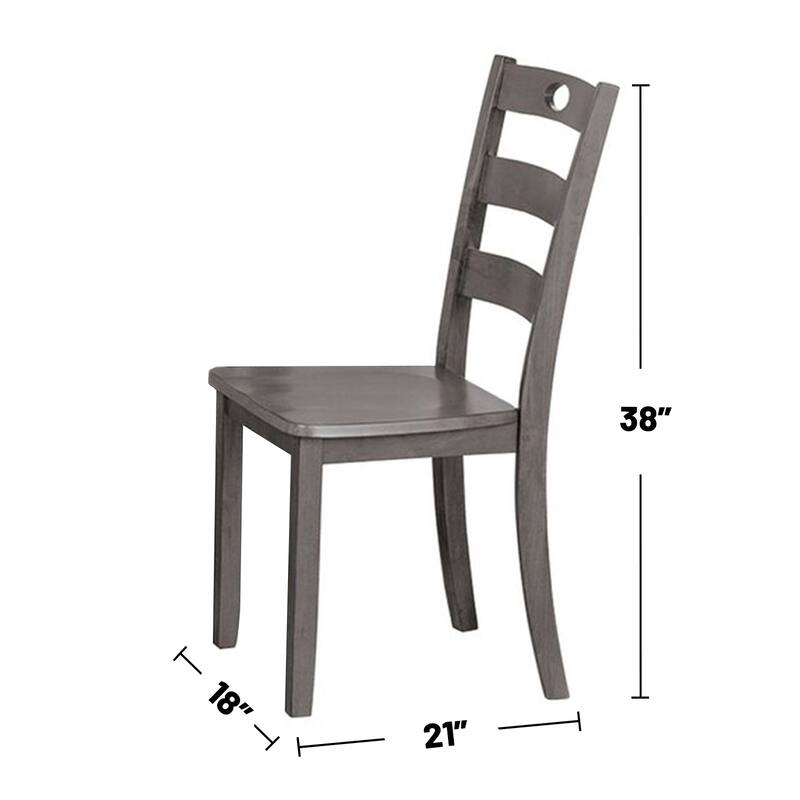 5 Piece Square Dining Set with Slat Back Chair in Gray