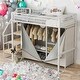 preview thumbnail 2 of 16, White Metal Twin Size Loft Bed with Large Wardrobe and Storage Staircase