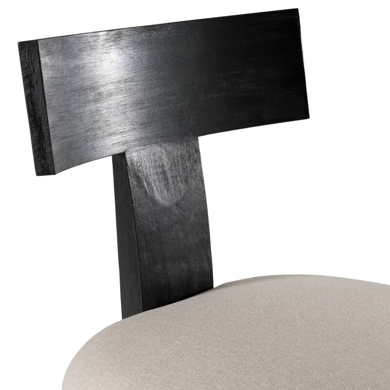 Modrest Fabien Mid-Century Modern Beige Linen & Black Walnut Counter Chair
