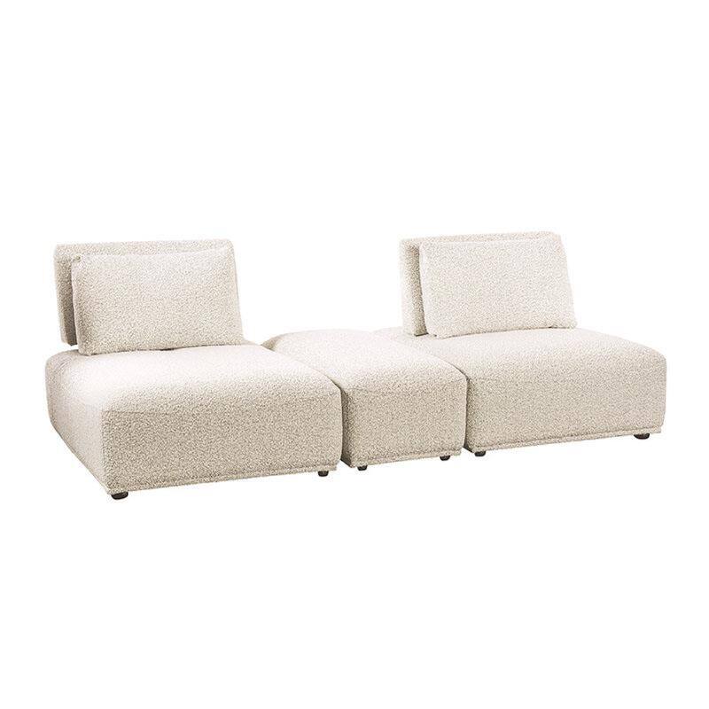 Stavan Modular Curved 2 Seat Sofa, Ottoman Beige Adjustable Seat Depth