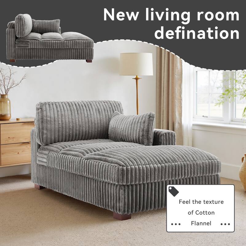 UIXE Upholstered Plush Chaise Lounge Chair For Interior