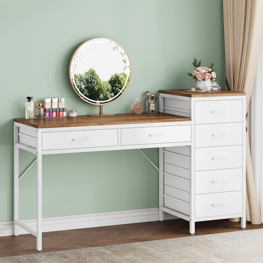 Modern Makeup Vanity Desk Dressing Table with Reversible Drawers (Without Mirror)