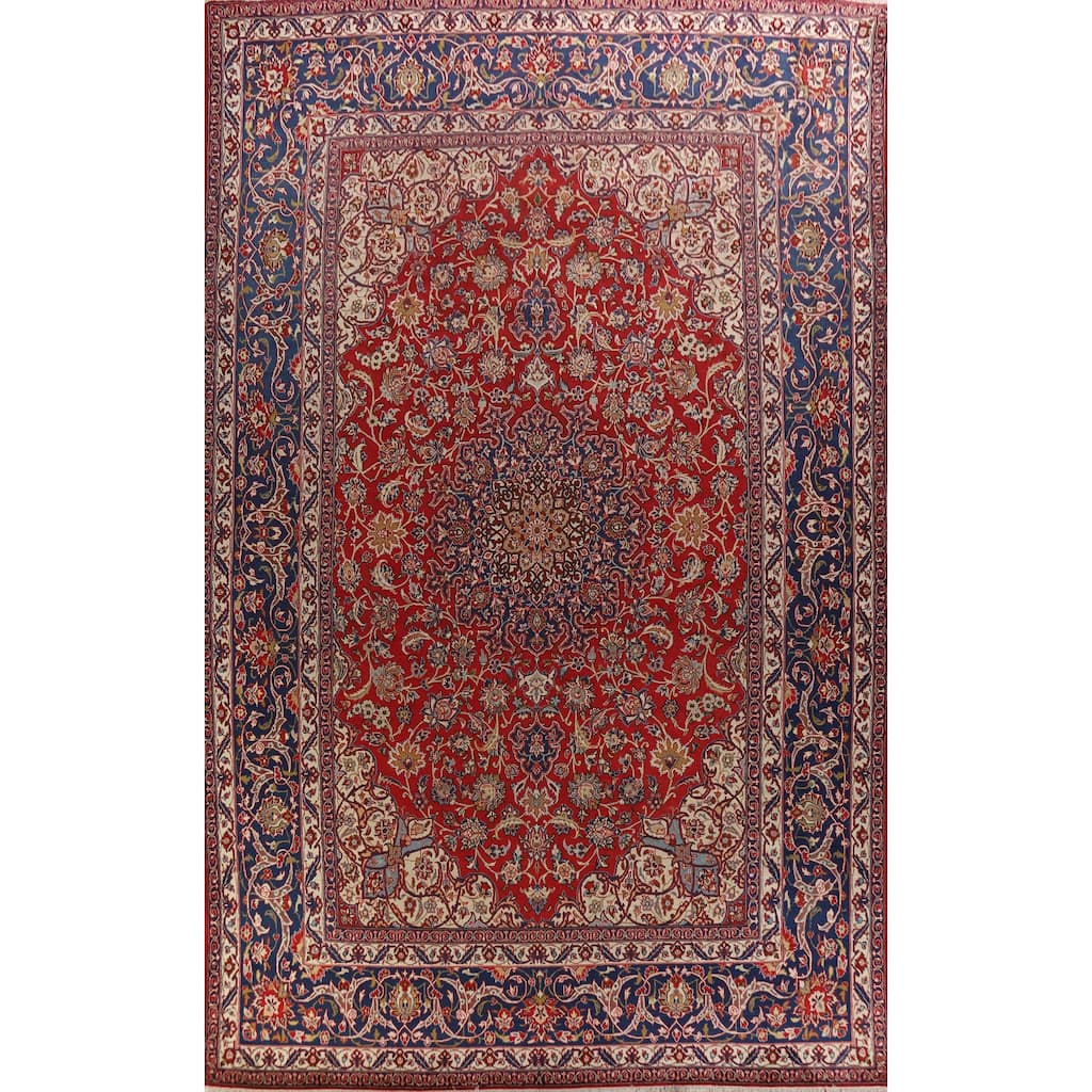Hand Knotted Oriental 100% Wool Carpet Traditional Floral Red Najafabad Area Rug - 16' 8'' X 10' 4''