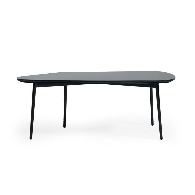 HomeRoots 47" Black And Black Marble Stone Free Form Coffee Table