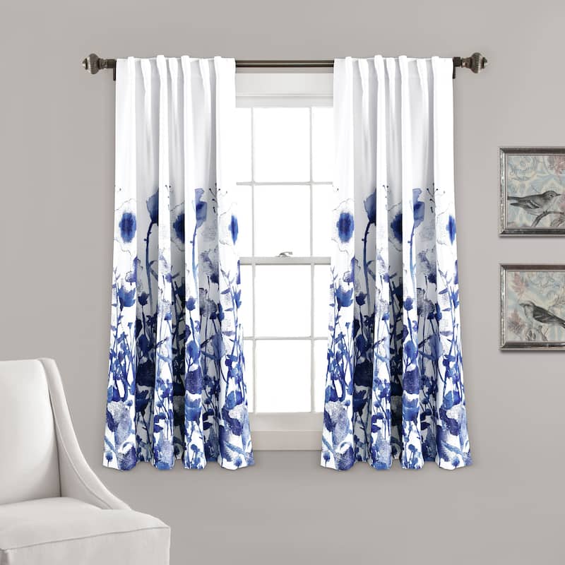 The Curated Nomad Luminet Flora Room Darkening Window Curtain Panel Pair - 52x63 - Navy