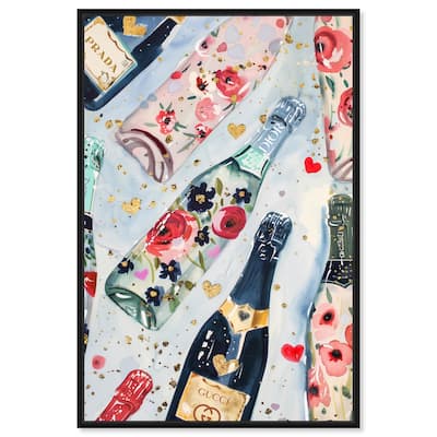 Fun Floral Champagne Canvas by Art Remedy