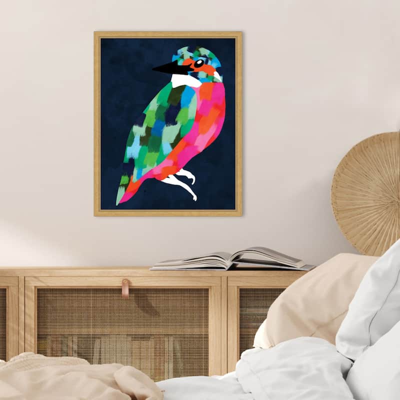 Patchwork Perfection Bird by Kintsugi99 Framed Canvas Wall Art