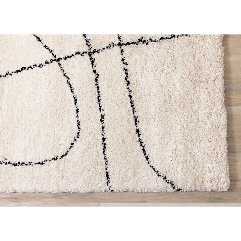 Miley Collection - Cream/Black Simple Shapes Rug