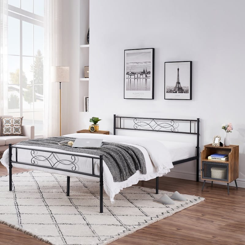 Taomika 3-pieces Bedroom Set with Metal Bed Frame and Nightstands