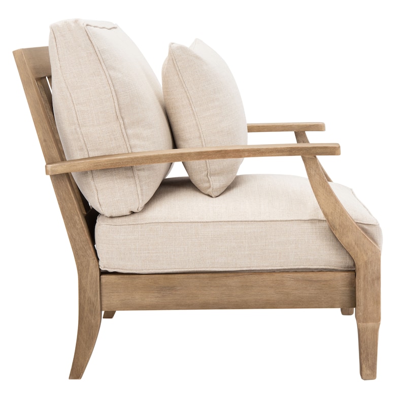SAFAVIEH Couture Martinique Wood Patio Armchair. - 31.4" W x 35.6" L x 32.6" H