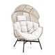 preview thumbnail 1 of 16, Gymax Wicker Stationary Egg Chair Lounge Basket Sofa Chair w/ White