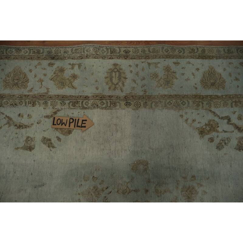 Hand Knotted Oriental 100% Wool Carpet Traditional Floral Green Tabriz Area Rug - 12' 7'' X 9' 3''