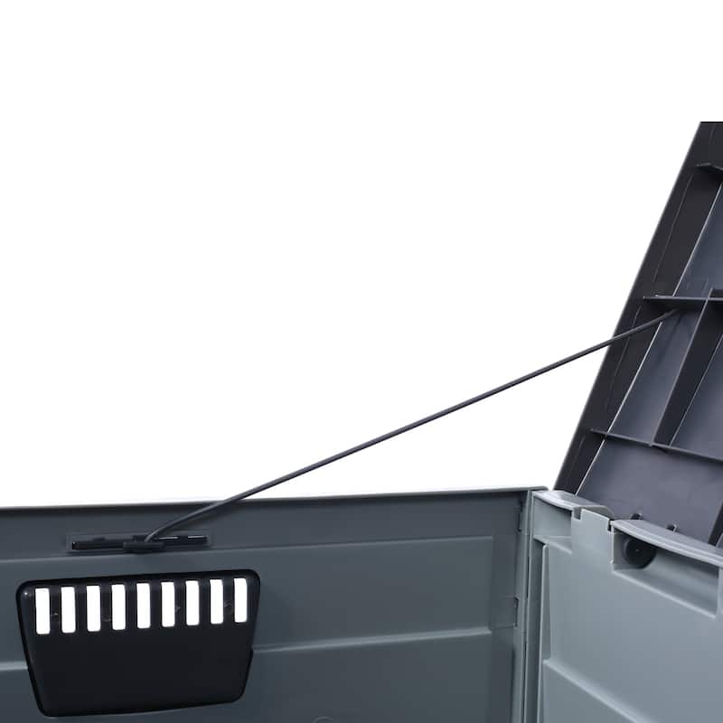 Grey Compact Wheeled Storage Deck Box with 4 Wheels and Weatherproof for Garage and Poolside Garden​​