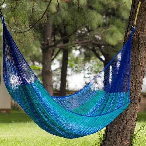 Large Deluxe Cool Lagoon Nylon Camping Style Hammock (Mexico)