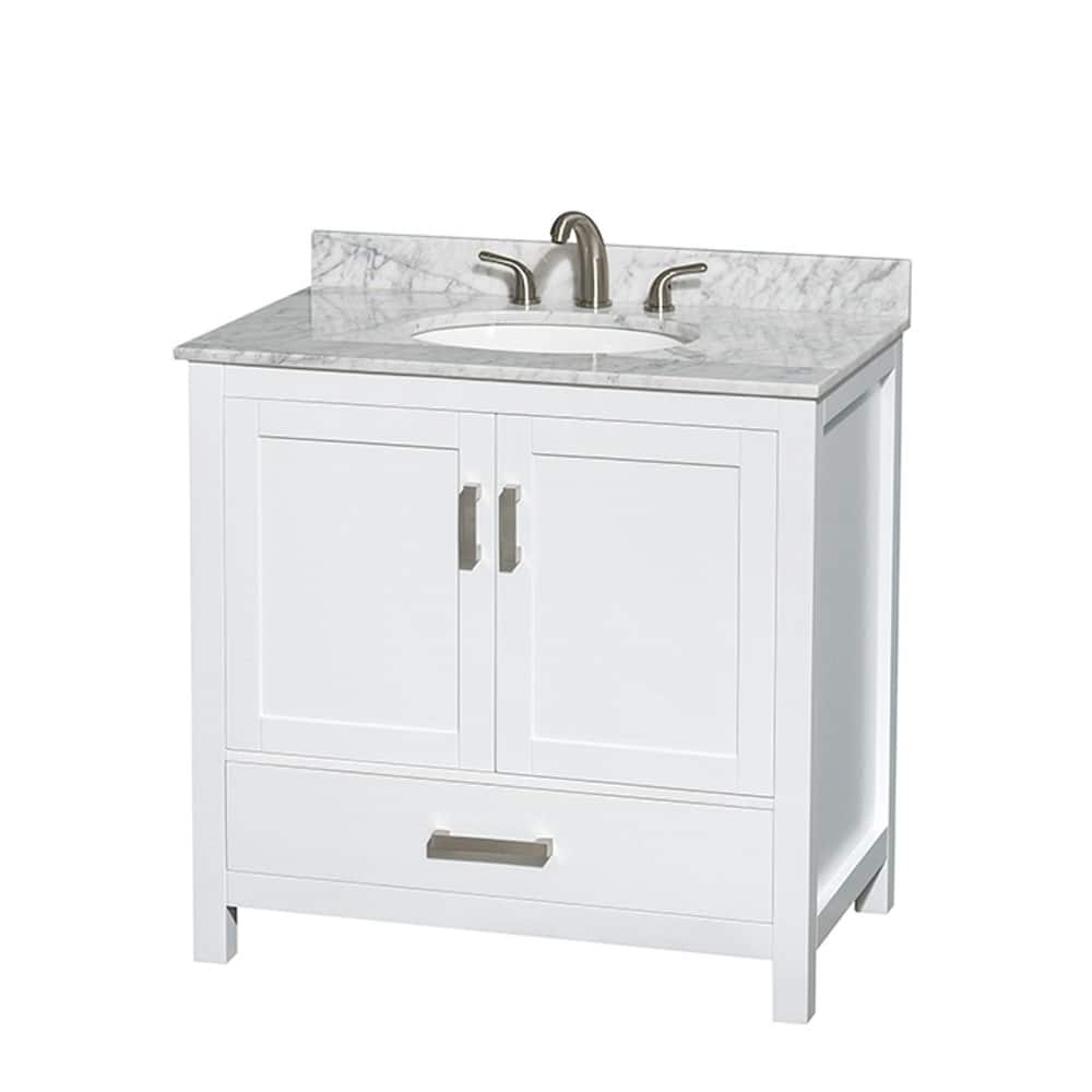 Wyndham Collection Sheffield 36" Freestanding Vanity Set with Hardwood