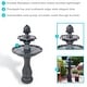 preview thumbnail 4 of 7, 2-Tier Pineapple Solar Outdoor Water Fountain w/ Battery - 46" - Black