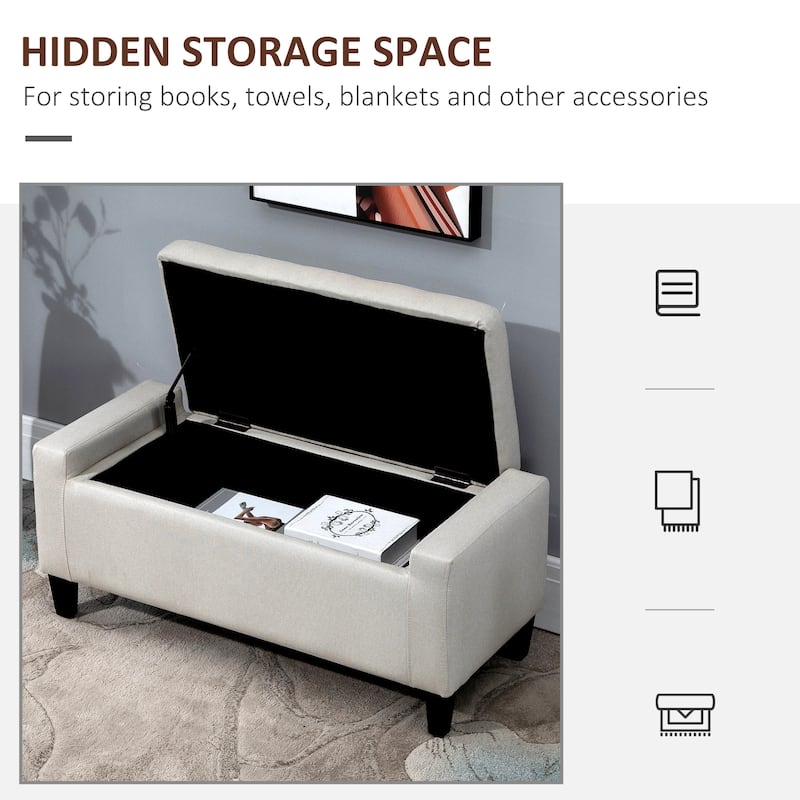 HOMCOM Ottoman Bench Tufted Storage Chest with Flipping Top, 36.25"W x 15.75"D x 15.75"H