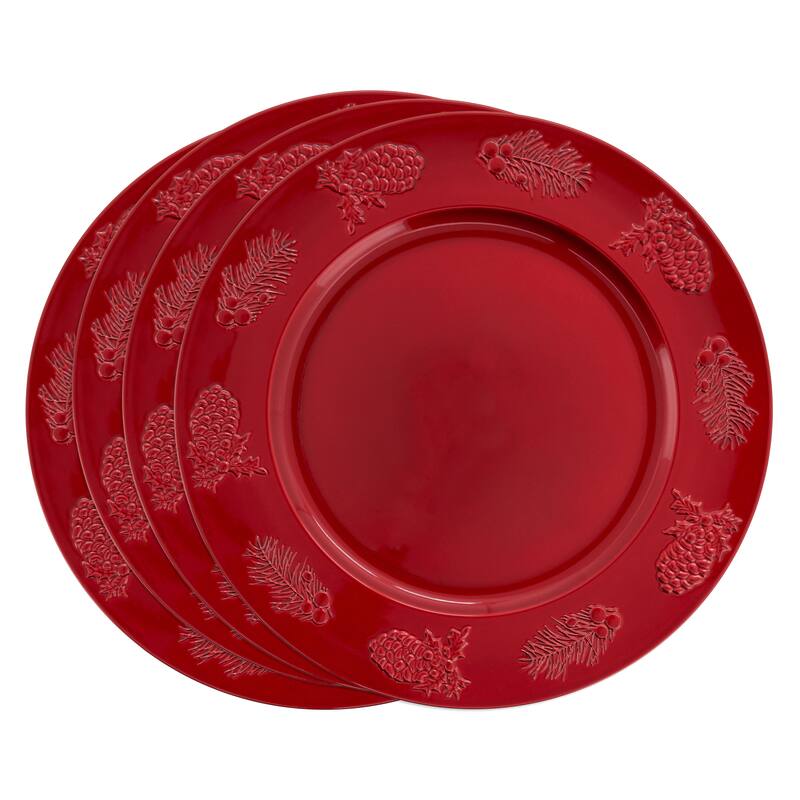 Charger Plates With Holly Berry Design (Set of 4)