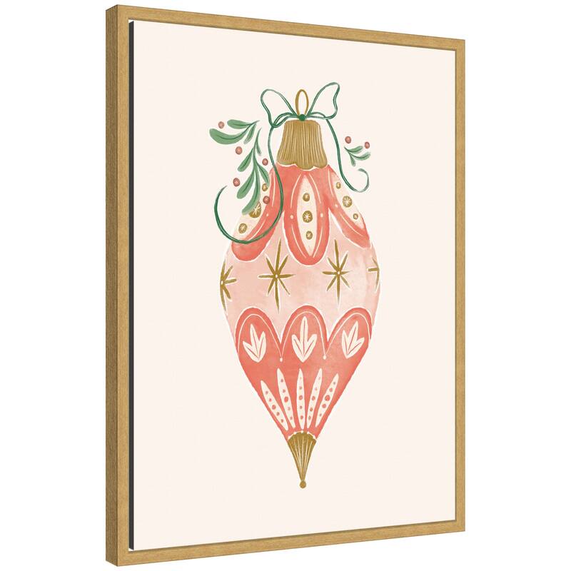 Kate and Laurel Sylvie Framed Canvas Holiday Ornament Collection 1 by Jill Labieniec - Yellow